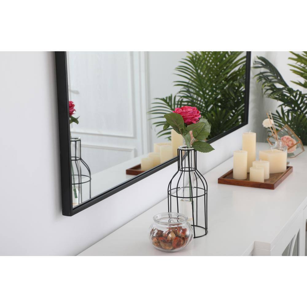 Left. Elegant Decor - Metal frame rectangle mirror 36 inch in Black - Black.