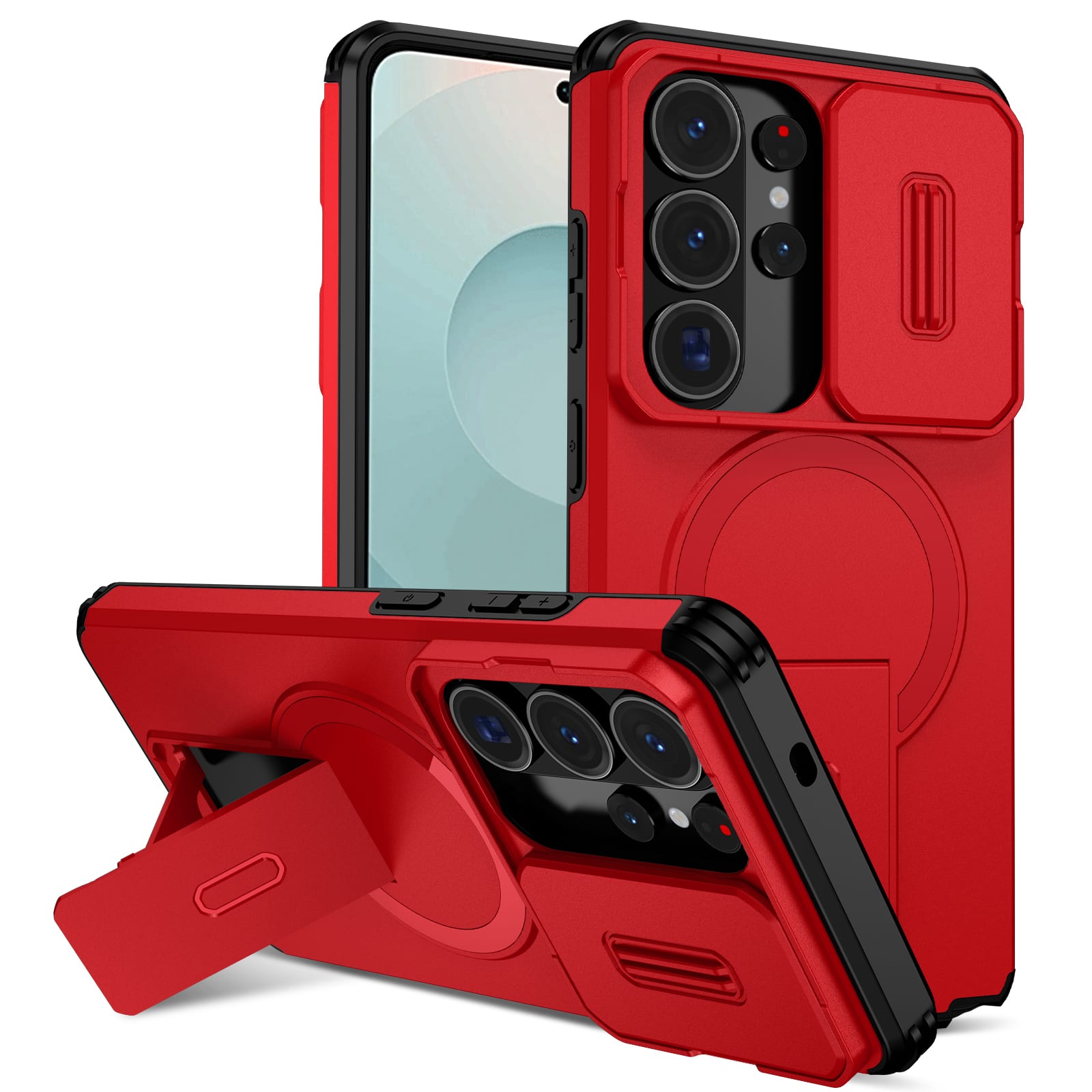 Dteck - for Samsung Galaxy S26 Ultra Magnetic Case,Slide Lens Cover & Hidden Kickstand,Rugged Dual-Layer Shockproof PC TPU Cover - Red price history on PriceWatchPro