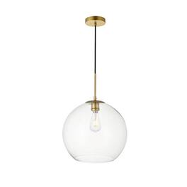 Living District - Baxter 1 Light Brass Pendant With Clear Glass - Brass And Clear