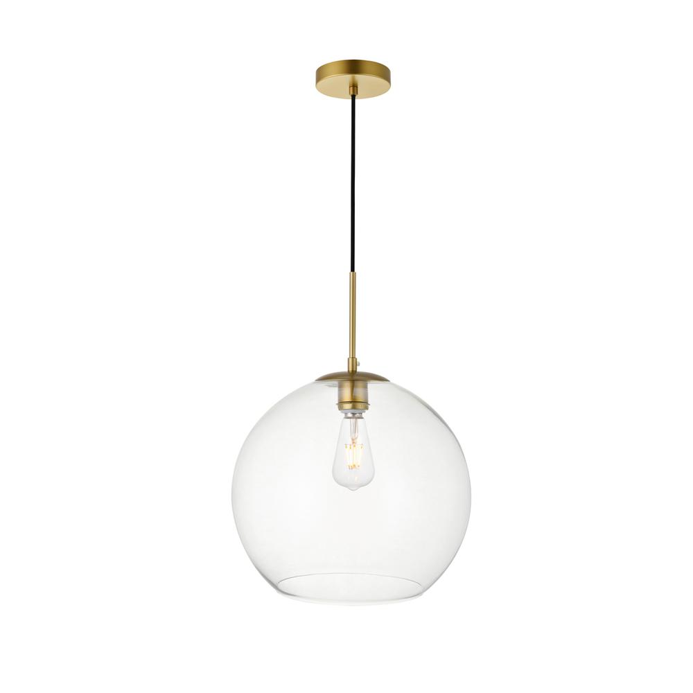 Front. Living District - Baxter 1 Light Brass Pendant With Clear Glass - Brass And Clear.