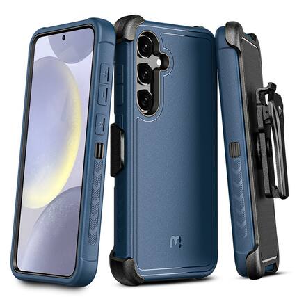 Front. Mybat Pro - MyBat Pro Maverick Series Case with Holster for Samsung Galaxy S24 Plus - Blue - Blue.