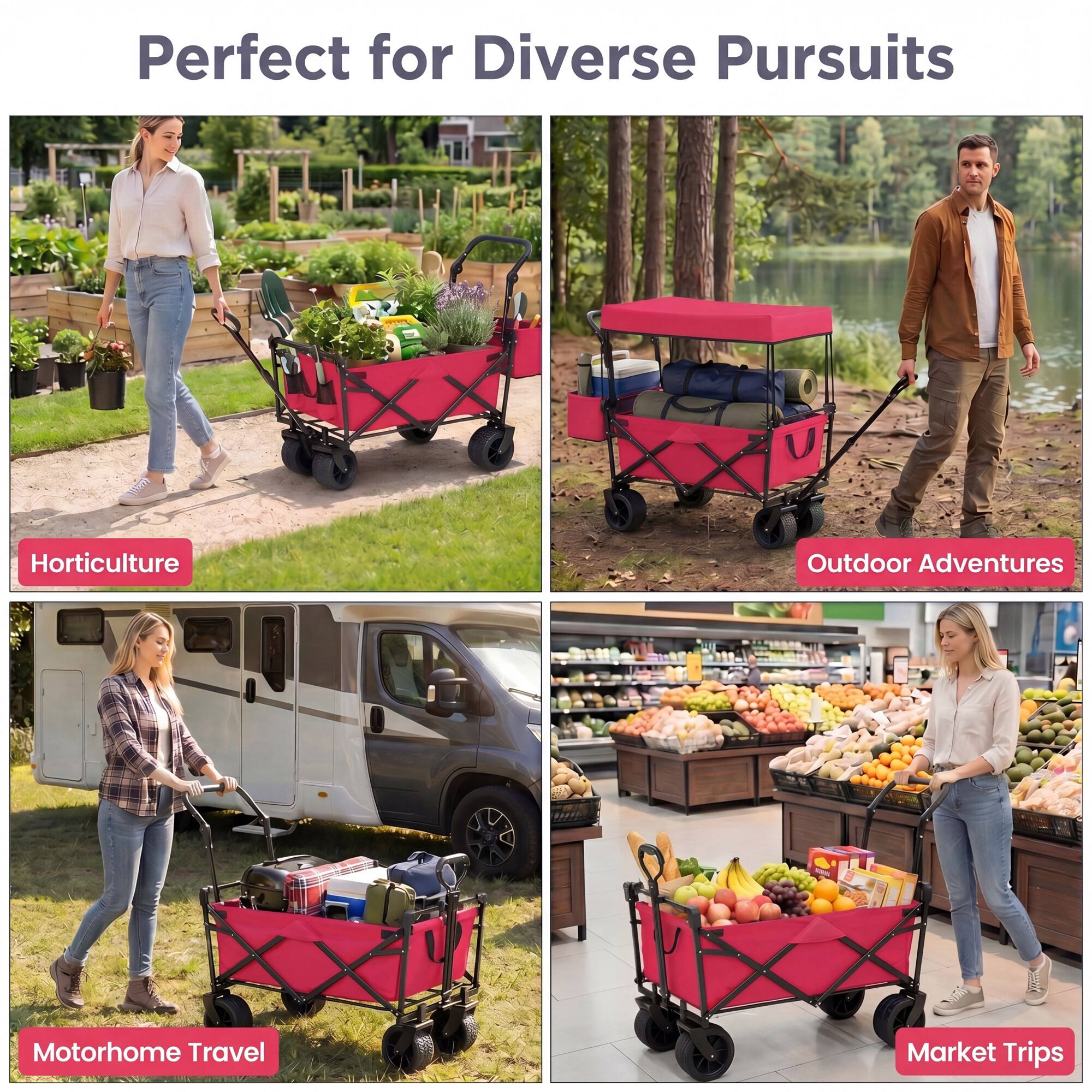 Perfect for Diverse Pursuits

- Horticulture
- Outdoor Adventures
- Motorhome Travel
- Market Trips