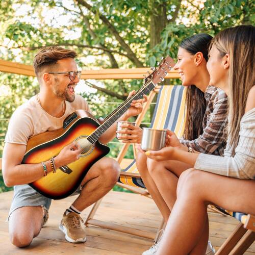 Alt View 3. Winado - 41 Inch Full-Size Beginner Acoustic Electric Guitar with EQ,Cutaway Guitar Kit with Extra Strings, Capo & Gig Bag - Sunset.