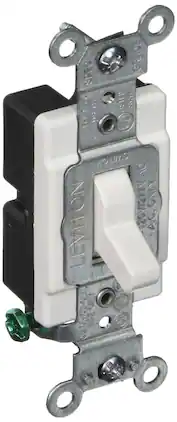 Leviton - 15 Amp 120V Toggle Lighted-Handle Illuminated-Off Single-Pole Quiet AC Switch, Commercial Grade, Model 5501-LHW - White