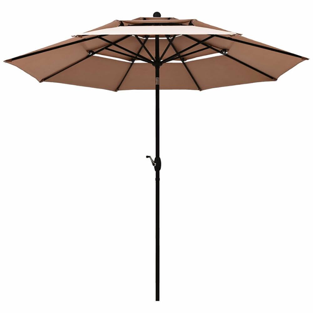 Alt View 4. Kadyn - 10ft 3 Tier Patio Umbrella Aluminum Sunshade Shelter Double Vented without Base Beige Outdoor Table Umbrella Yard Umbrel - Beige.
