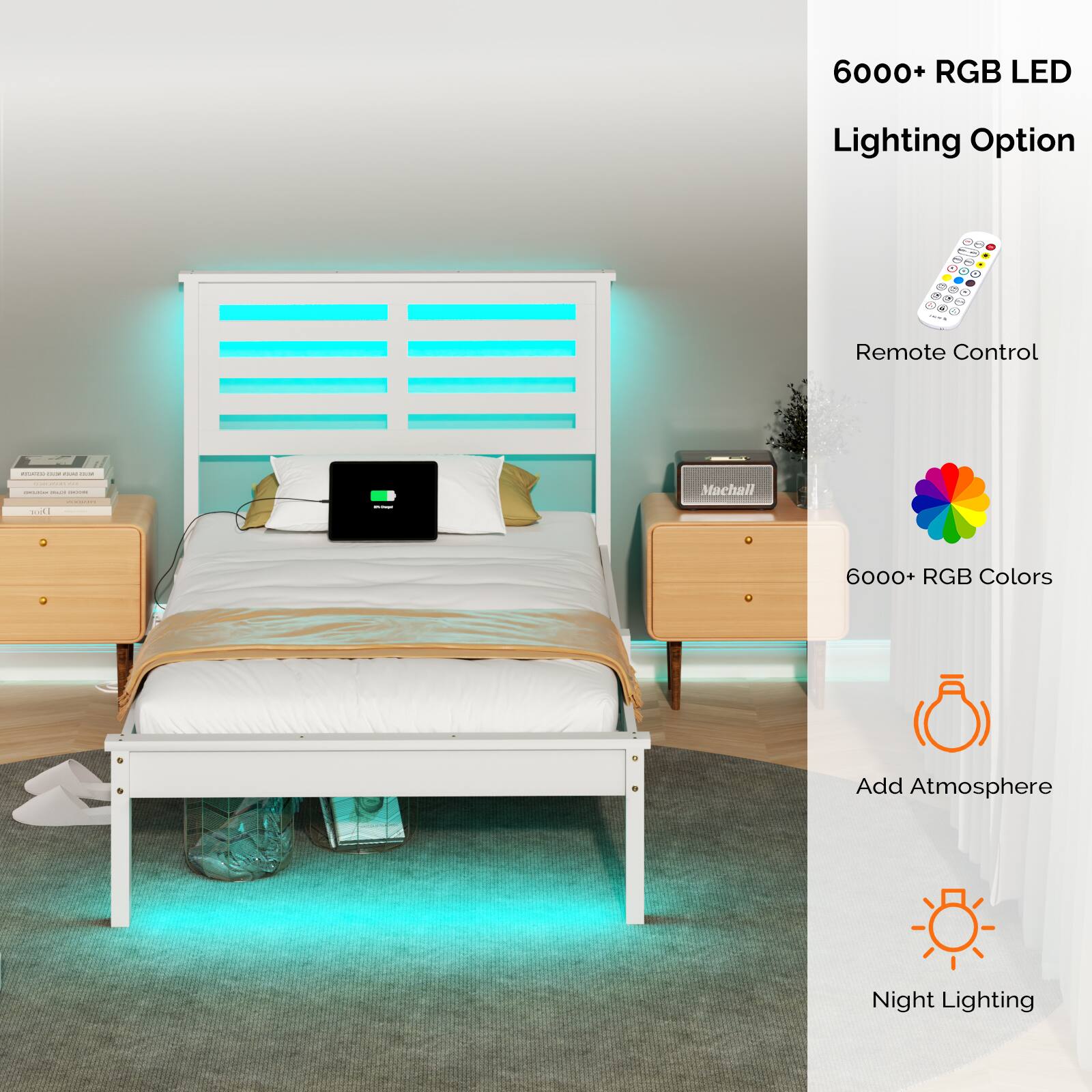 6000+ RGB LED Lighting Option  
- Remote Control  
- 6000+ RGB Colors  
- Add Atmosphere  
- Night Lighting