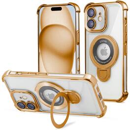 Entronix - Magnetic iPhone 11 Case with Clear Back - Luxury Glossy Gripstand - Gold