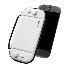 tomtoc - Slim Carrying Case for Nintendo Switch 2 Model 2025, Odorless Protective Hard Shell with 12 Game Card Slots - White