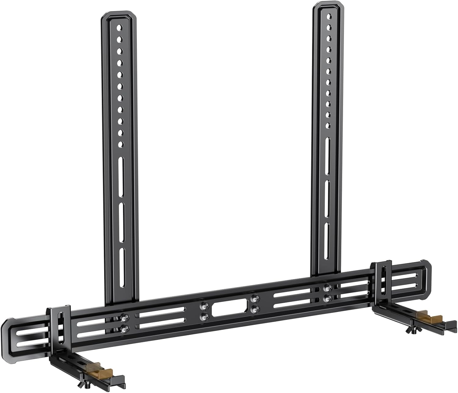 Front. Schertz - Universal Soundbar Mount for TVs – Works with Soundbars with or without Mounting Holes – Holds up to 15 lbs – Non-Slip B - Black.