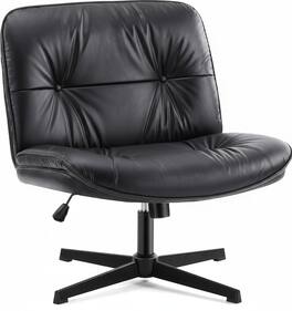 AOITUN - Criss Cross Armless Office Chair PU - Ergonomic Comfort for Daily Use, Ideal for Dorm Room and Home Office - Black