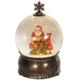 Homcom - Christmas Snow Globe with Light, Musical Snow Globe with Swirling Glitter, Battery Operated Christmas Decoration - Bronze