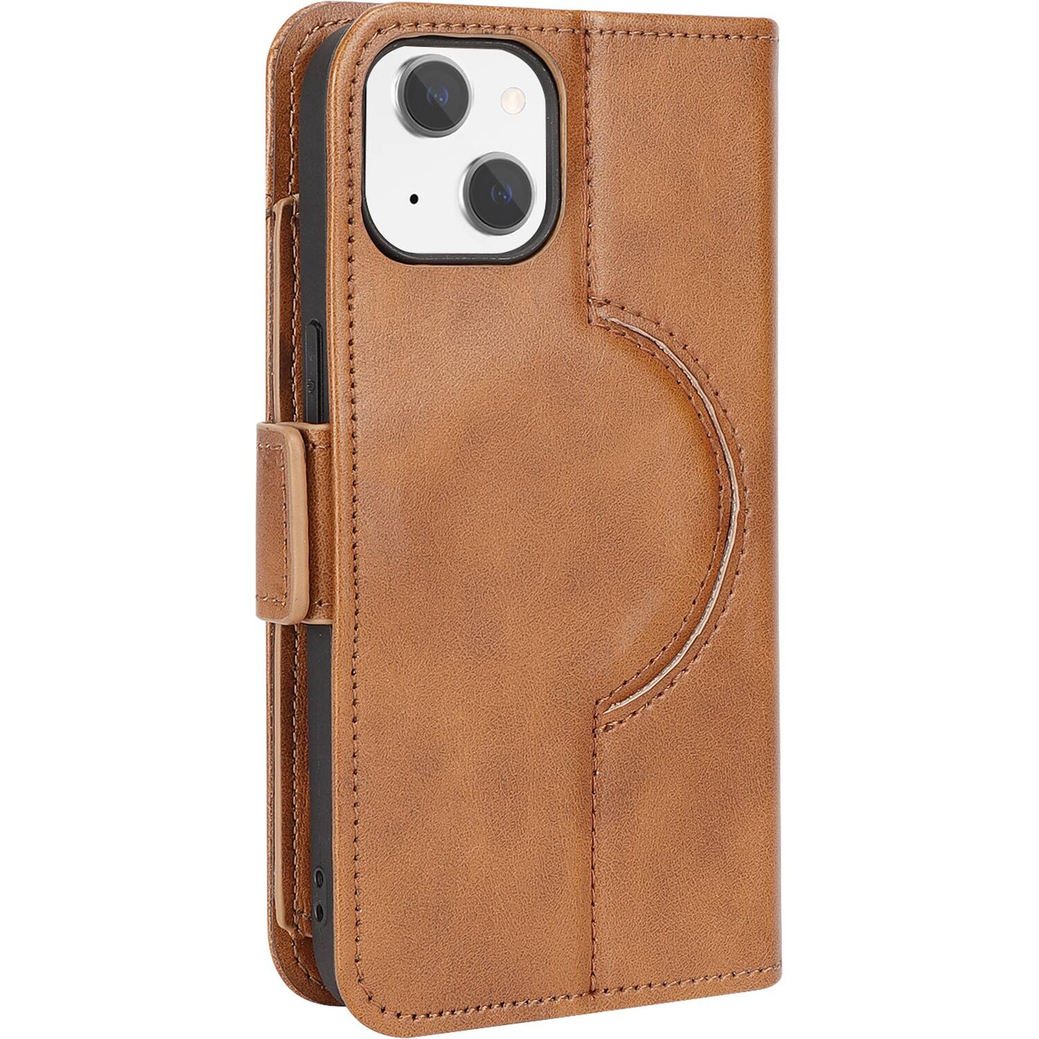 Alt View 15. SaharaCase - Genuine Leather Folio Wallet Case for Apple iPhone 15 - Brown.