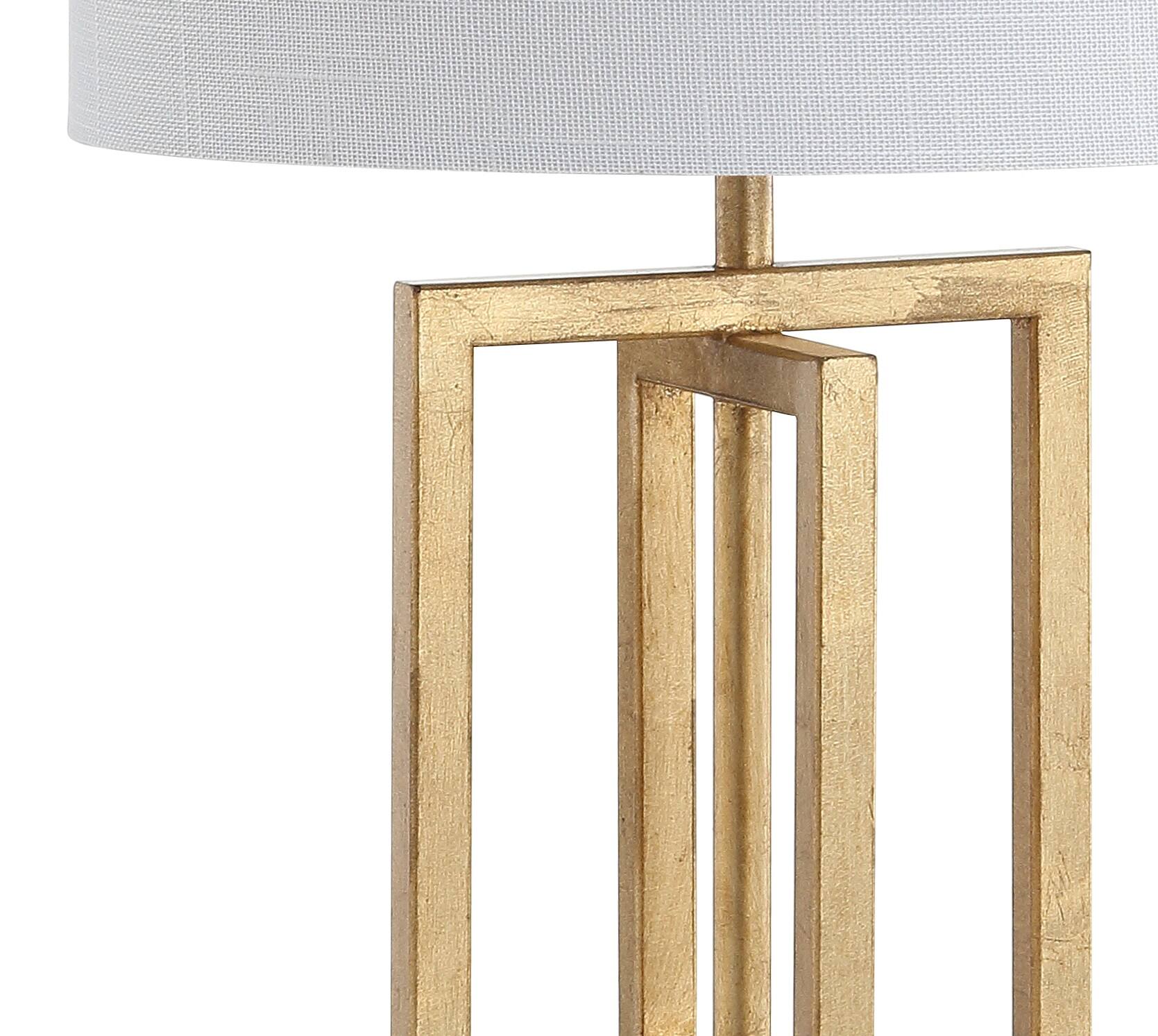 Alt View 4. Jonathan Y - Anya 20.25" Organic Modern Geometric Interlocking Rectangular Metal LED Table Lamp with Marble Base, Gold Painting/White - Gold Painting.