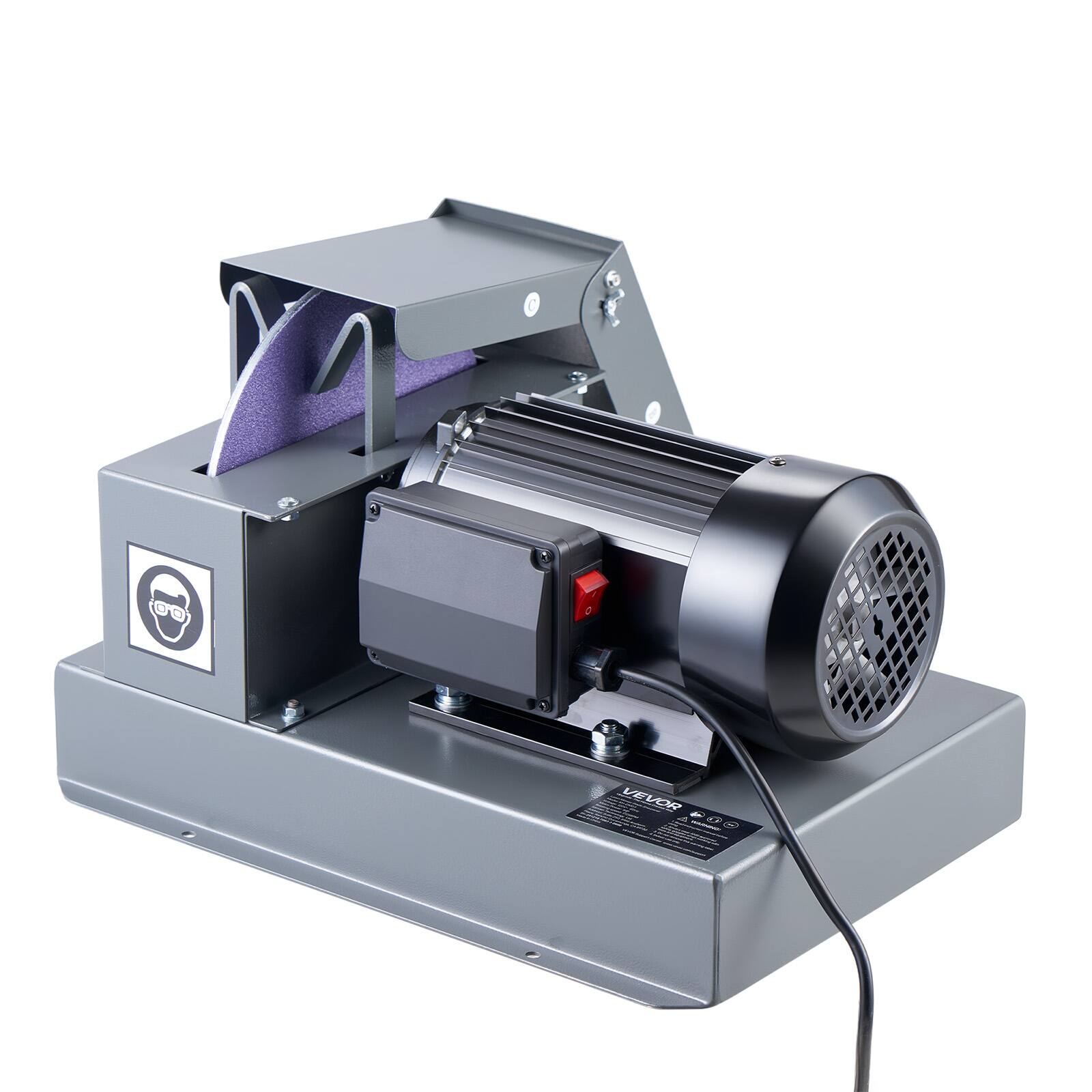 Alt View 5. VEVOR - Lawn Mower Blade Sharpener, 1HP Lawnmower Blades Grinder with 9" Ceramic Grinding Wheel, Grit Collector & Balancer - Grey.