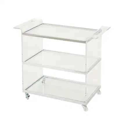Front. Spaco - Spaco Acrylic Bar Cart with Tempered Glass Shelves, Mobile Serving Cart and Rolling Wheels, for Home Entertainment - Clear.