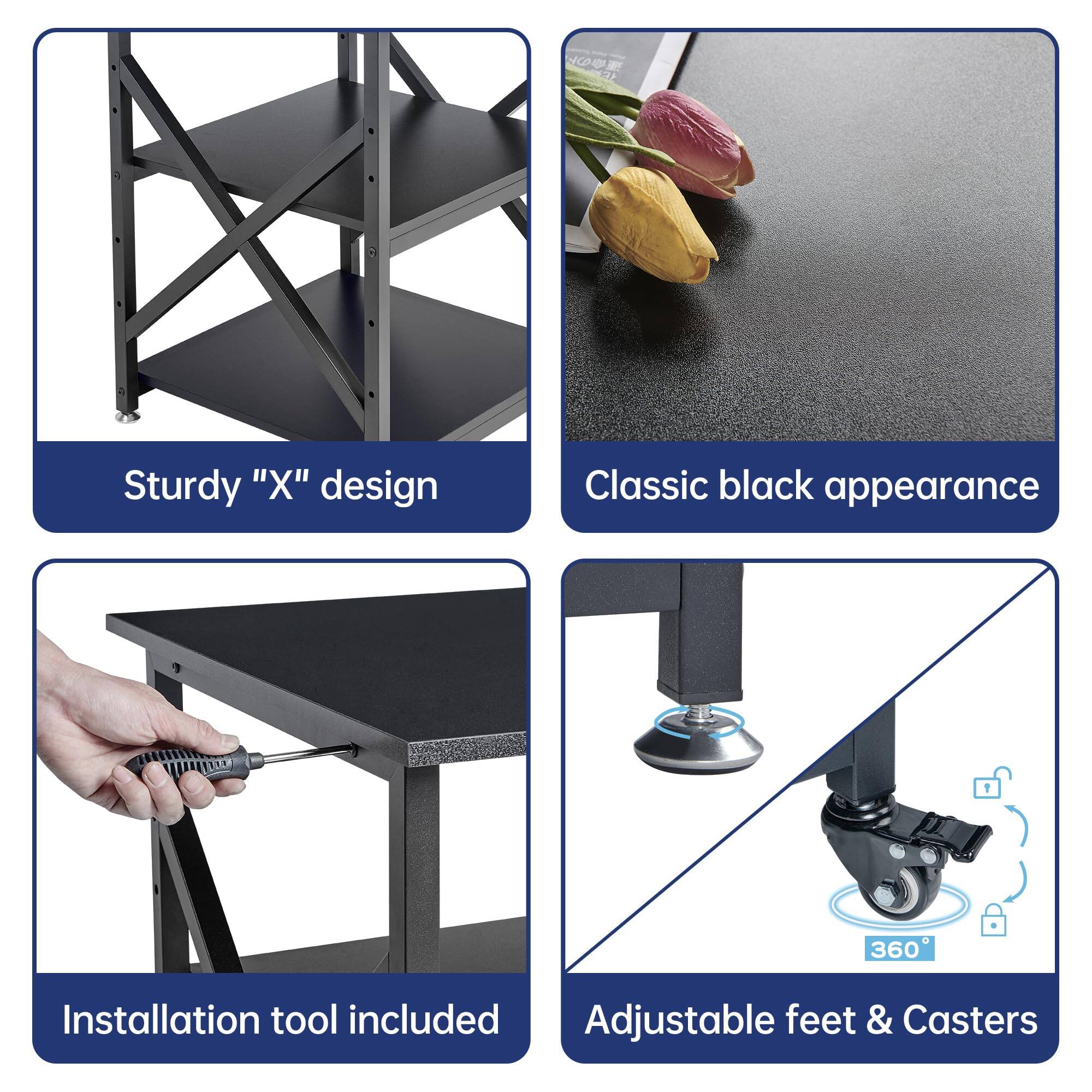 - Sturdy "X" design
- Classic black appearance
- Installation tool included
- Adjustable feet & Casters