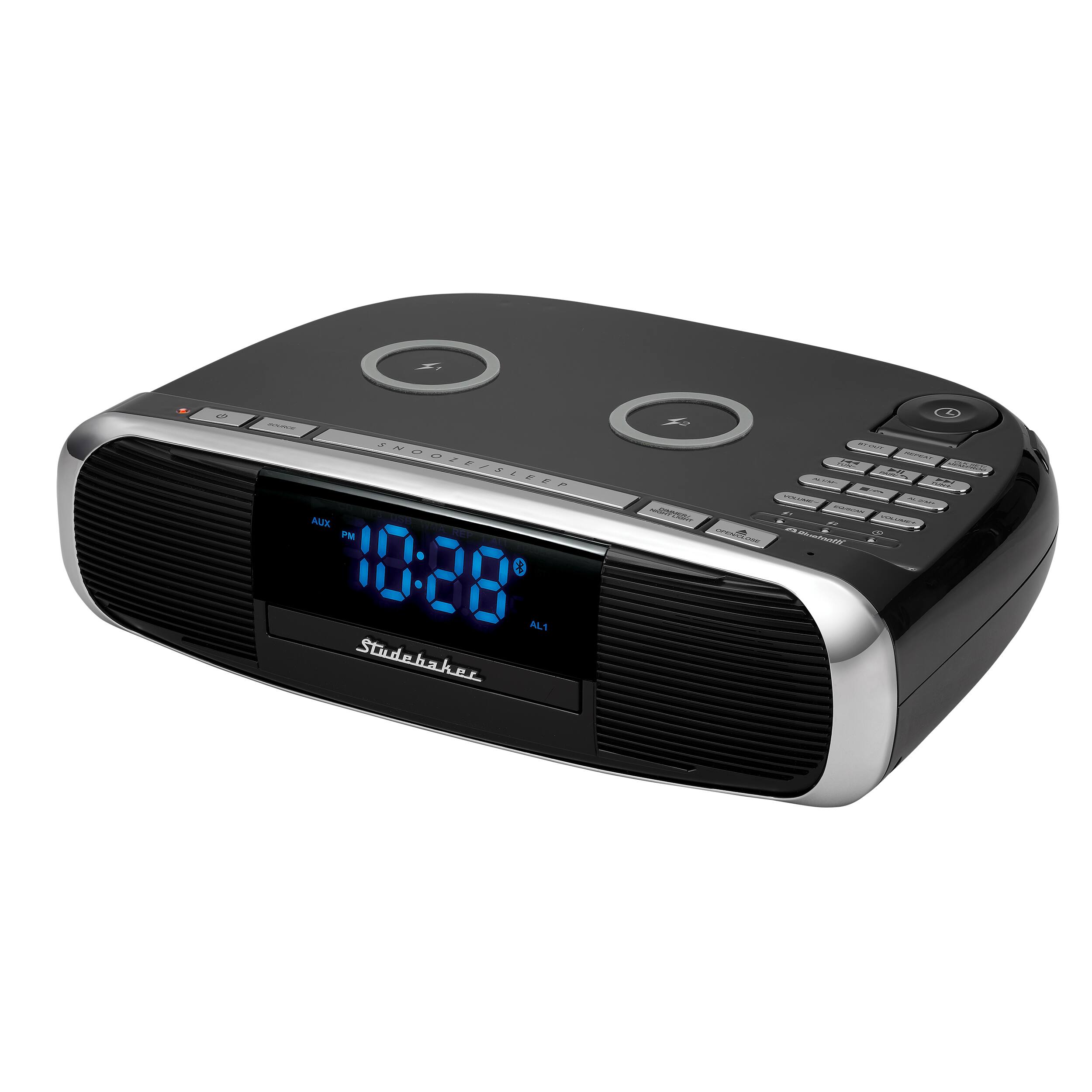 Angle. Studebaker - Workstation Hi-Fi CD Clock Radio and Wireless Charging Station - Black.