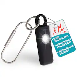 Ivation - Personal SOS Keychain Alarm, 130 dB Rechargeable Personal Alarm w/LED Strobe Light - Black