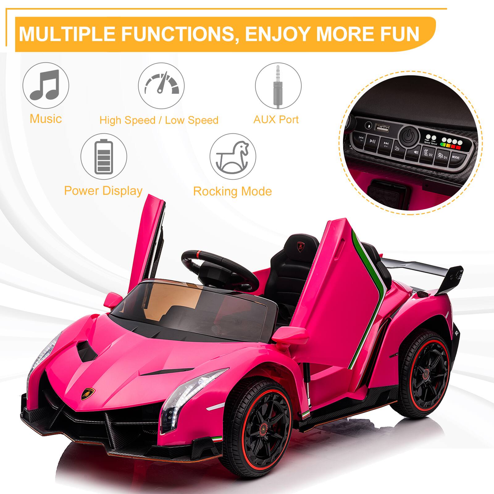 MULTIPLE FUNCTIONS, ENJOY MORE FUN

- Music
- High Speed / Low Speed
- AUX Port
- Power Display
- Rocking Mode