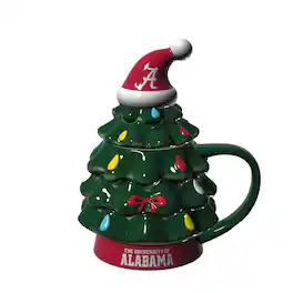 Evergreen Enterprises - Alabama Crimson Tide 14oz. Christmas Tree Mug With Lid - Green