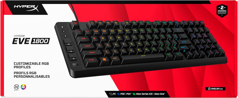 HYPERX EVE 1800
CUSTOMIZABLE RGB PROFILES
PROFILS RGB PERSONNALISABLES
2 YEAR WARRANTY
PC PS5 PS4 Xbox Series X|S Xbox One
ENGLISH
