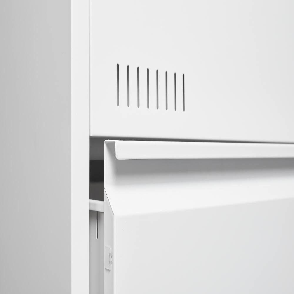 Alt View 1. Loheer - Loheer 3 Drawer Lateral File Cabinet White Locking Metal Office Storage.