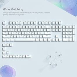 Womier - Jelly Keycaps , Crystal Shine Through Custom Cute Key caps Set for Mechanical Keyboard - White