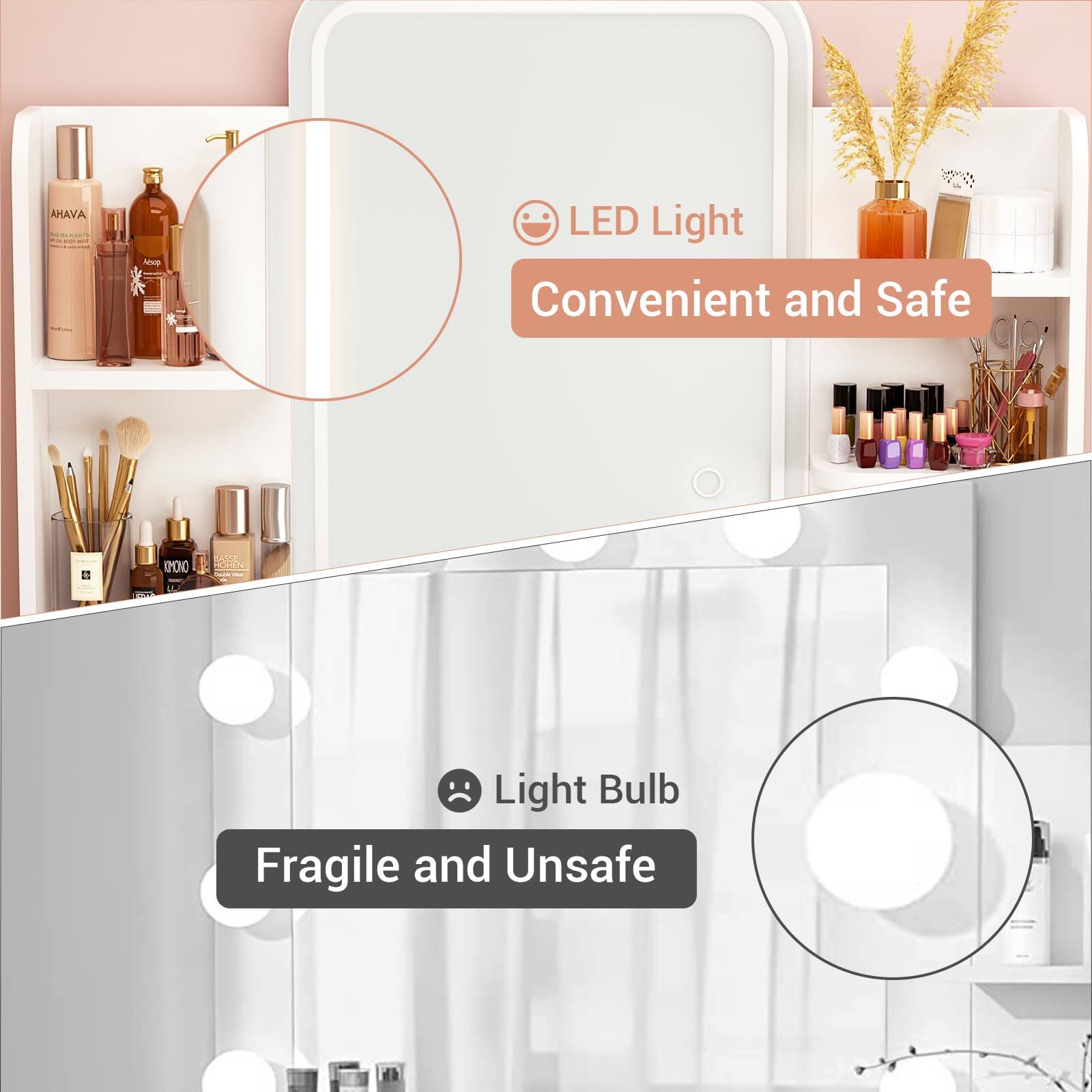 AHAVA LED Light Convenient and Safe  
Light Bulb Fragile and Unsafe