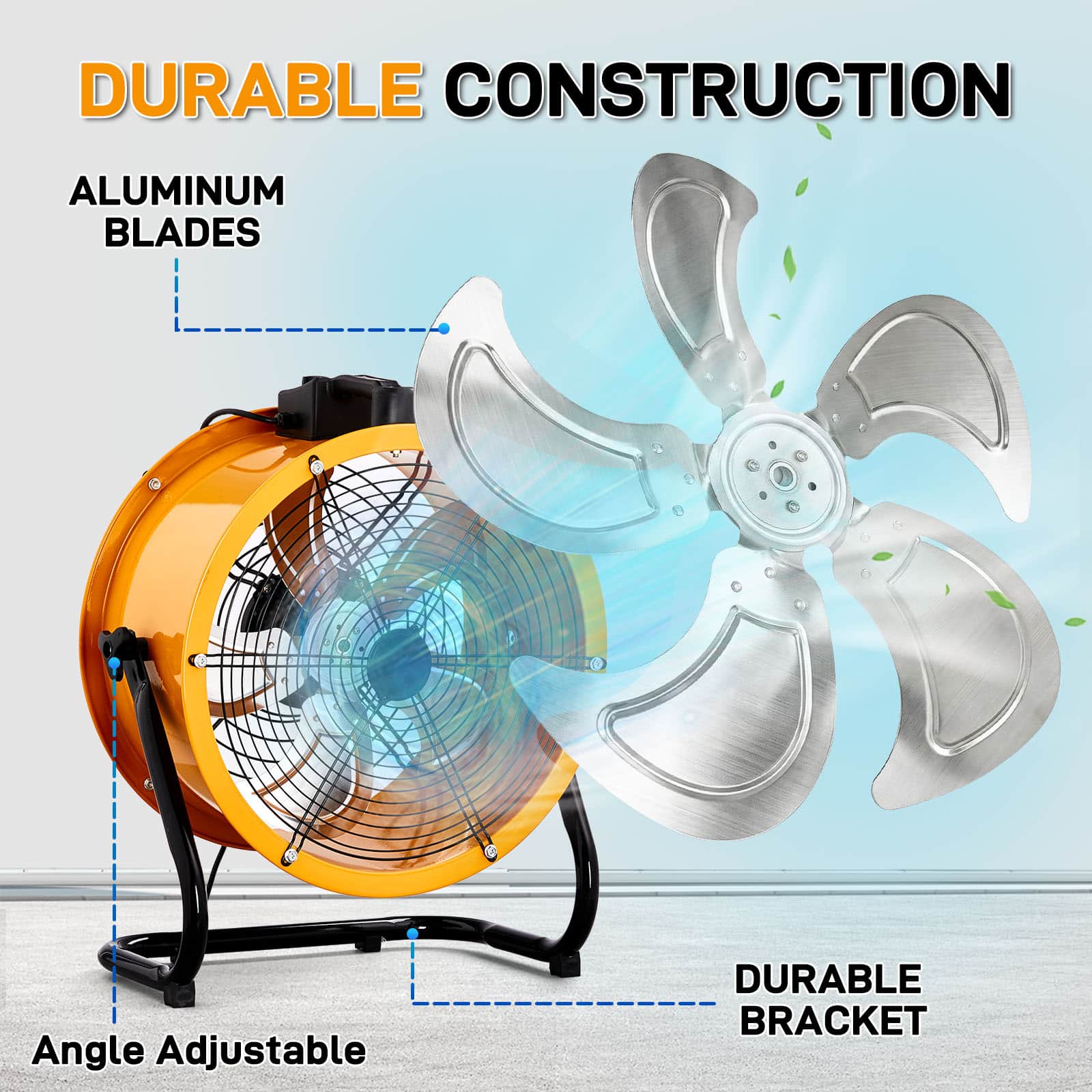 Winado 16 Inch High Velocity Drum Fan, Industrial Metal Floor Fan