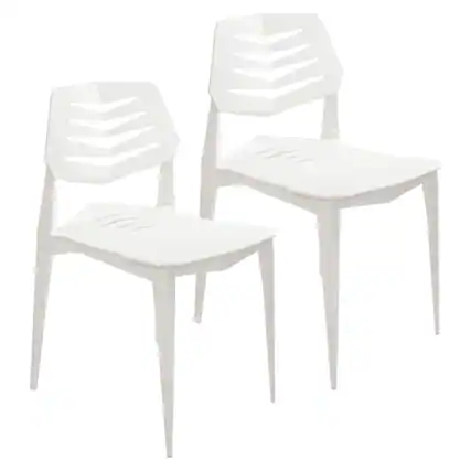 Front. Sunnydaze - Matisse Polypropylene Outdoor Dining Chair - Set of 2 - White.