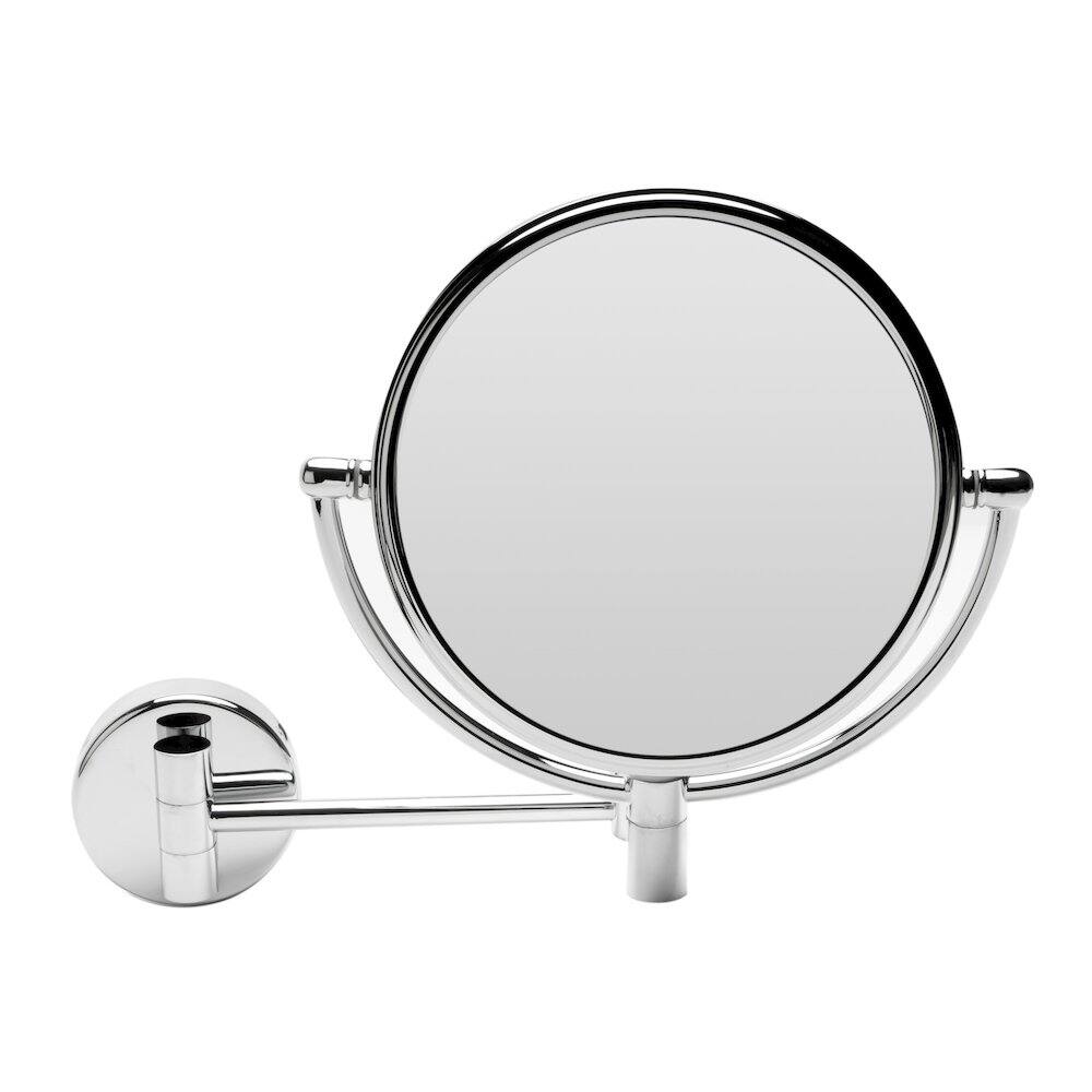 Angle. Alfi - 8" Round Wall Mounted 5x Magnify Cosmetic Mirror - Silver.
