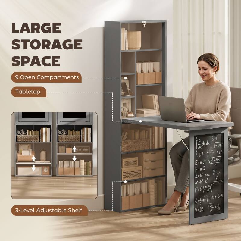 LARGE STORAGE SPACE  
9 Open Compartments  
Tabletop  
3-Level Adjustable Shelf