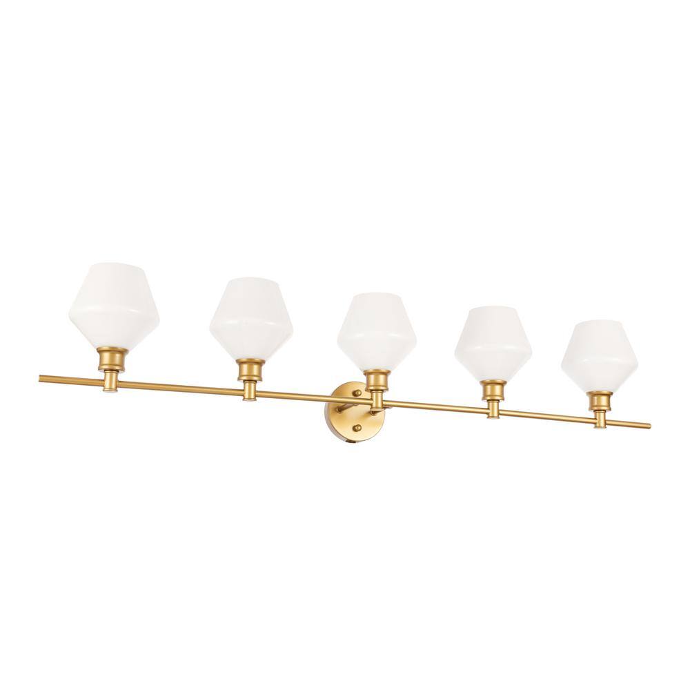 Alt View 7. Living District - Gene 5 light Brass and Frosted white glass Wall sconce - Brass And Frosted White Glass.