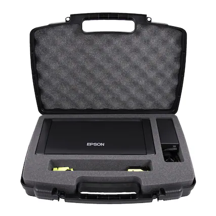 Front. CASEMATIX - Portable Printer Case Compatible With Epson Workforce WF-100 and WF 100 Wireless Inkjet Printers and Accessories - Black.
