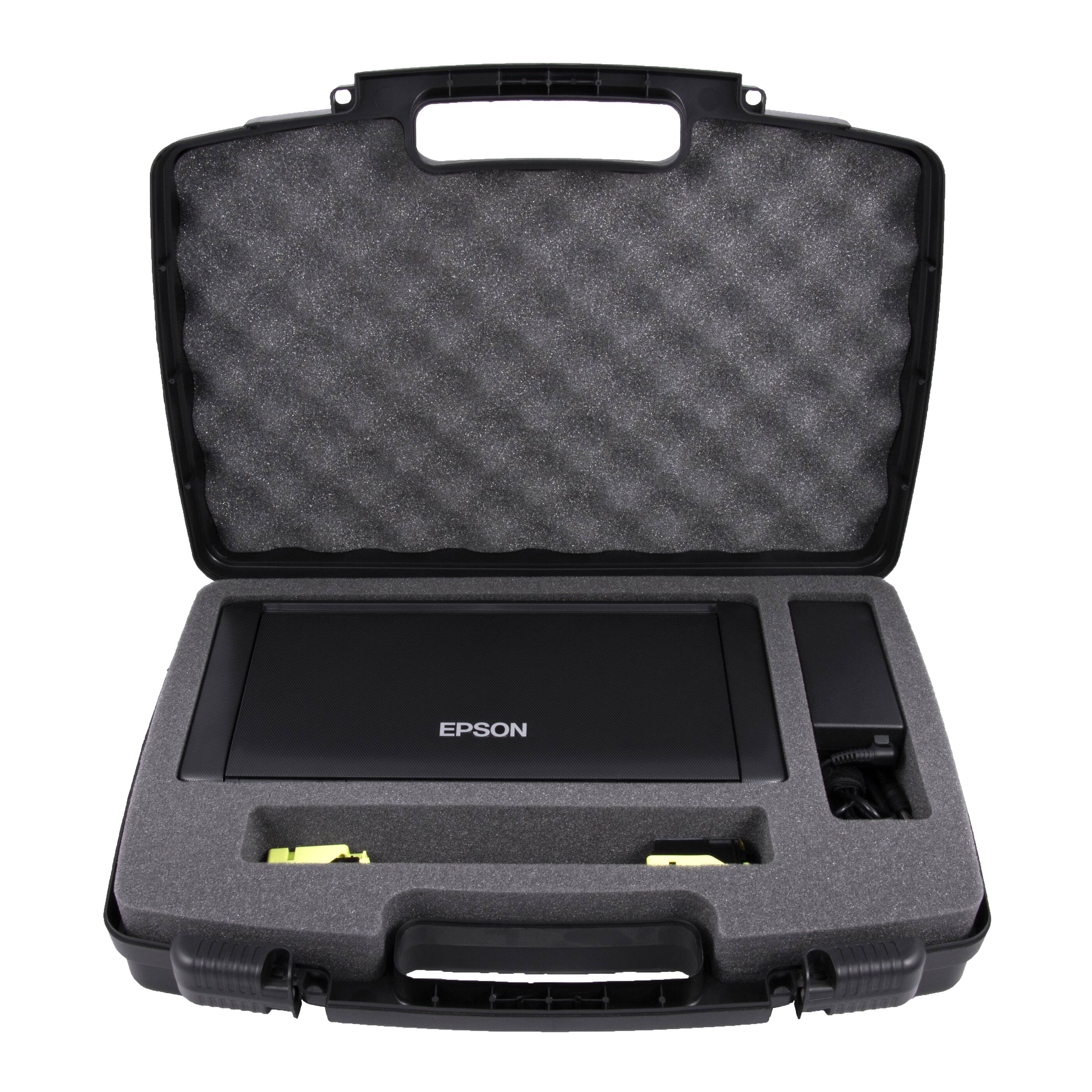 CASEMATIX - Portable Printer Case Compatible With Epson Workforce WF-100 and WF 100 Wireless Inkjet Printers and Accessories - Black