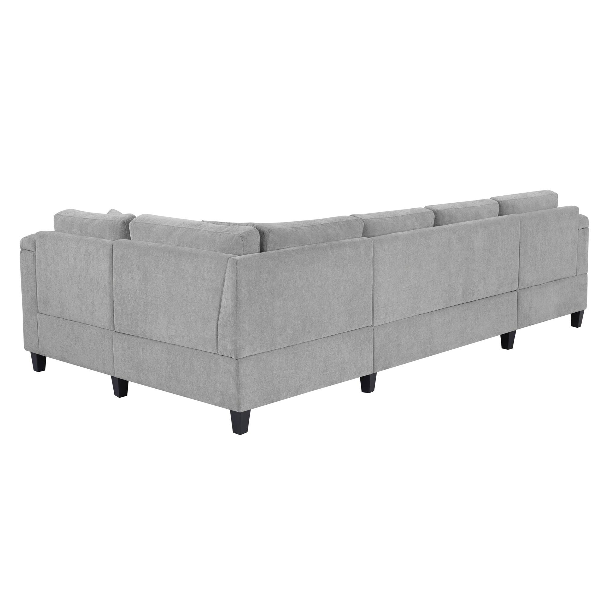 Alt View 2. Boyel Living - Modern U-shaped Sectional Sofa 115.7 inch with Built-in Cup Holders Storage Space and USB Ports in Light Gray - Light Gray.