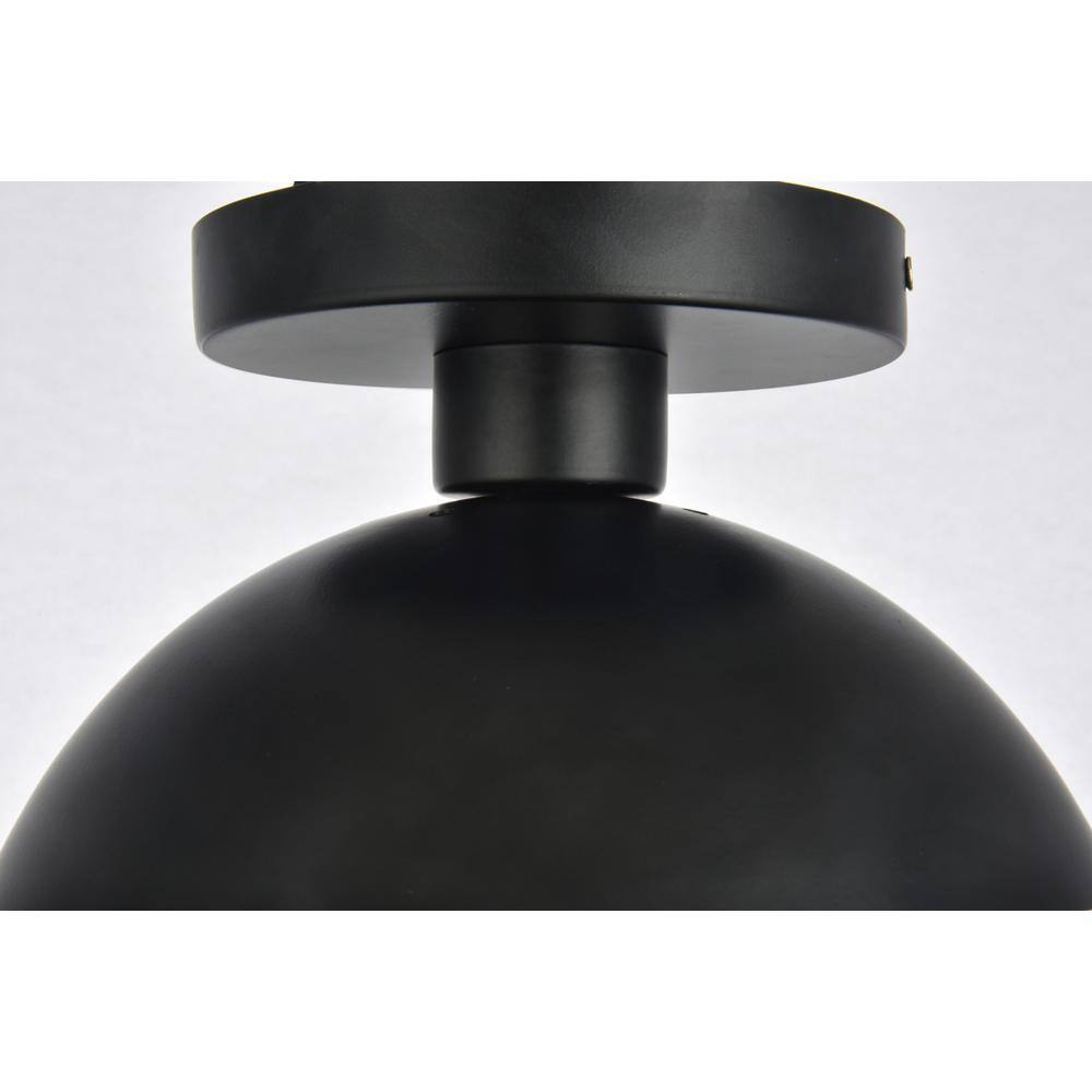 Alt View 2. Living District - Eclipse 1 Light Black Flush Mount With Frosted White Glass - Black And Frosted White.