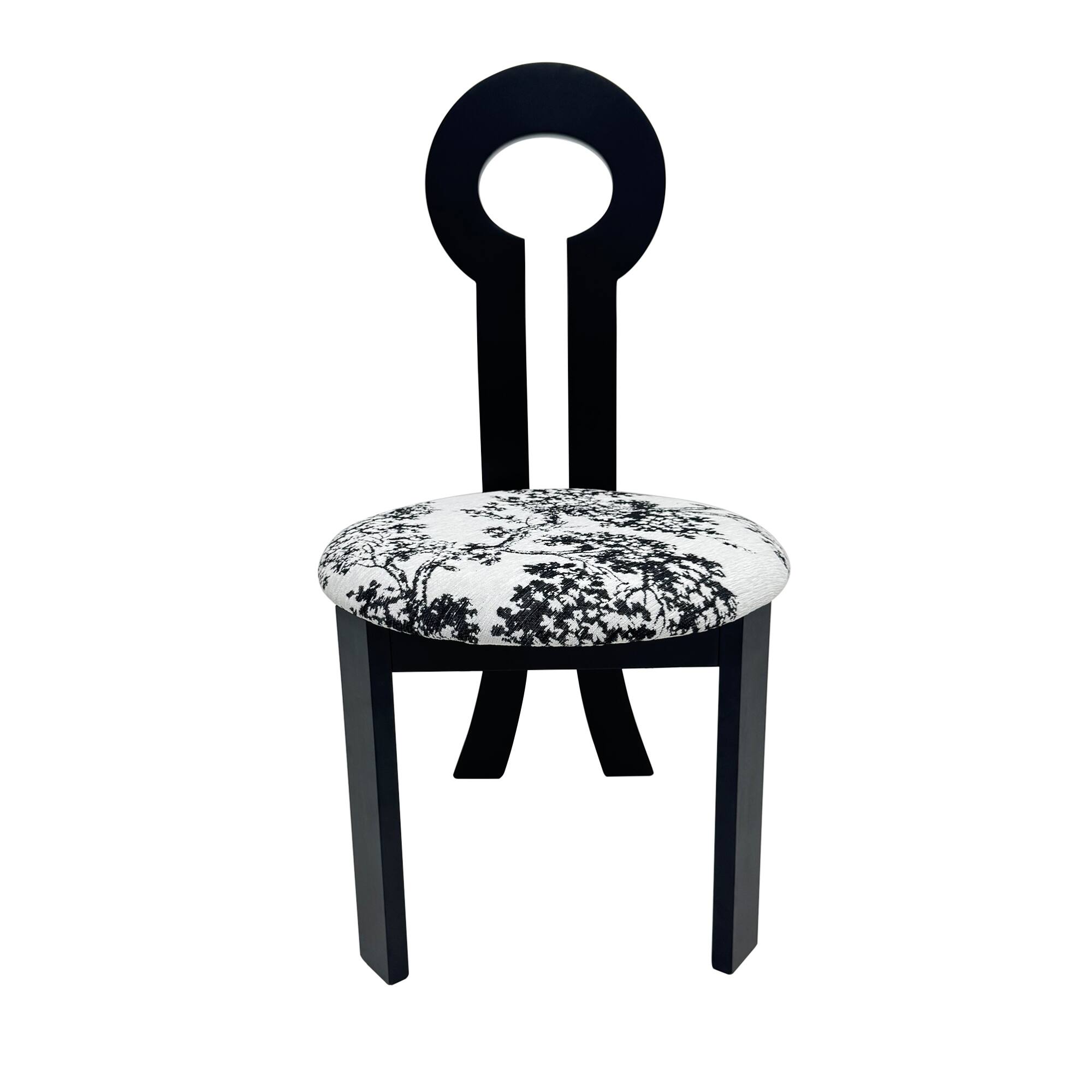 Alt View 8. GOODSILO - Modern Dining Chair with Key-Ring Design Solid Wood Frame and Comfortable PU Leather Cushion, Set of 2 - White+Black.