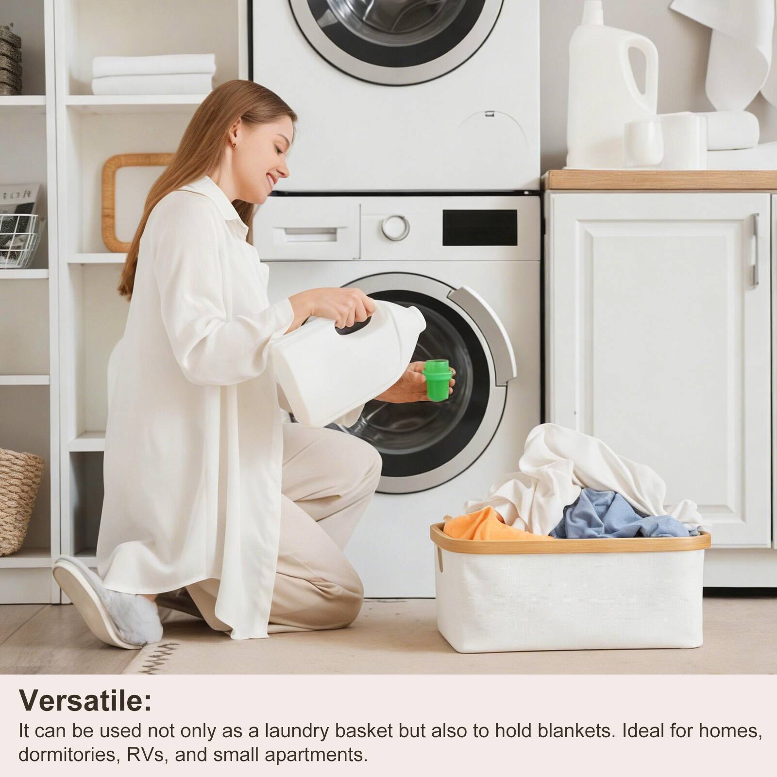Versatile: It can be used not only as a laundry basket but also to hold blankets. Ideal for homes, dormitories, RVs, and small apartments.