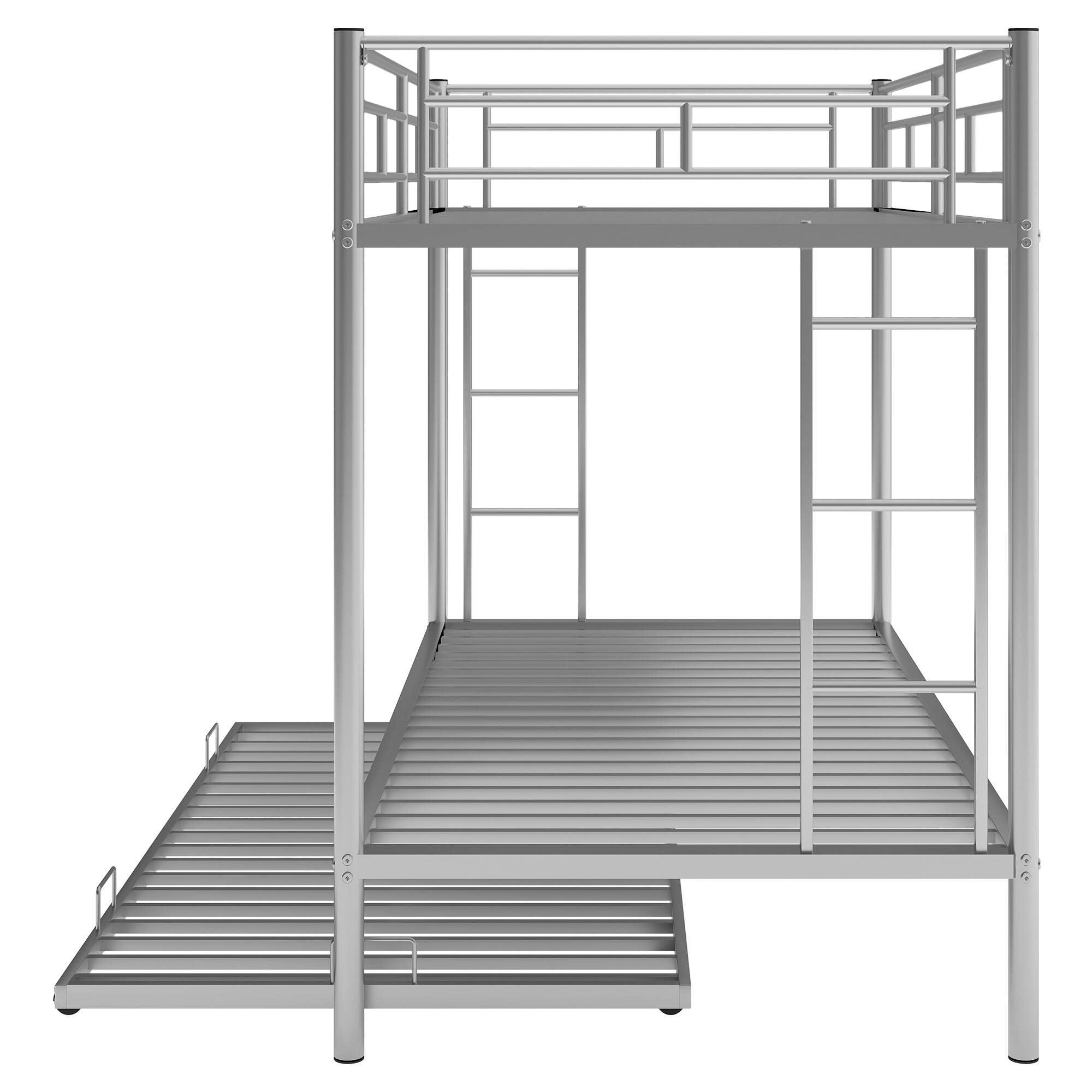 Alt View 5. GOODSILO - Twin over Twin Bunk Bed with Trundle - Silver.