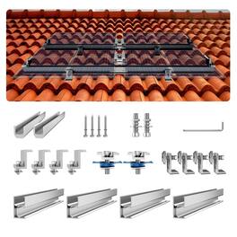 VEVOR - Solar Panel Mounting Brackets, Solar Panel Mount Kit with 4 x 30" Aluminum Rails, 4 End Clamps and 2 Mild Clamps - Silver