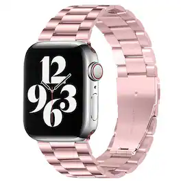 StrapsCo - Flat-Link Everyday Bracelet Stainless Steel Watch Band Strap For Apple Watch - 40mm/41mm/42mm - Pink Gold