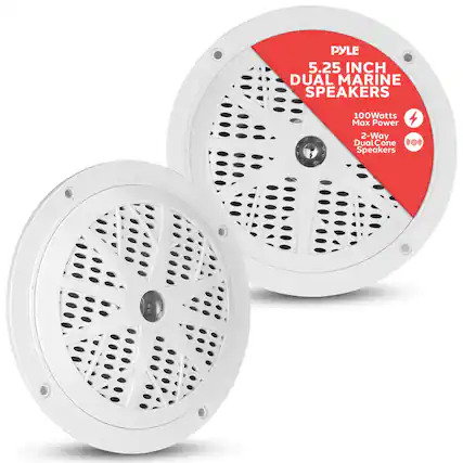 PYLE 5.25 INCH DUAL MARINE SPEAKERS
100Watts Max Power
2-Way DualCone Speakers