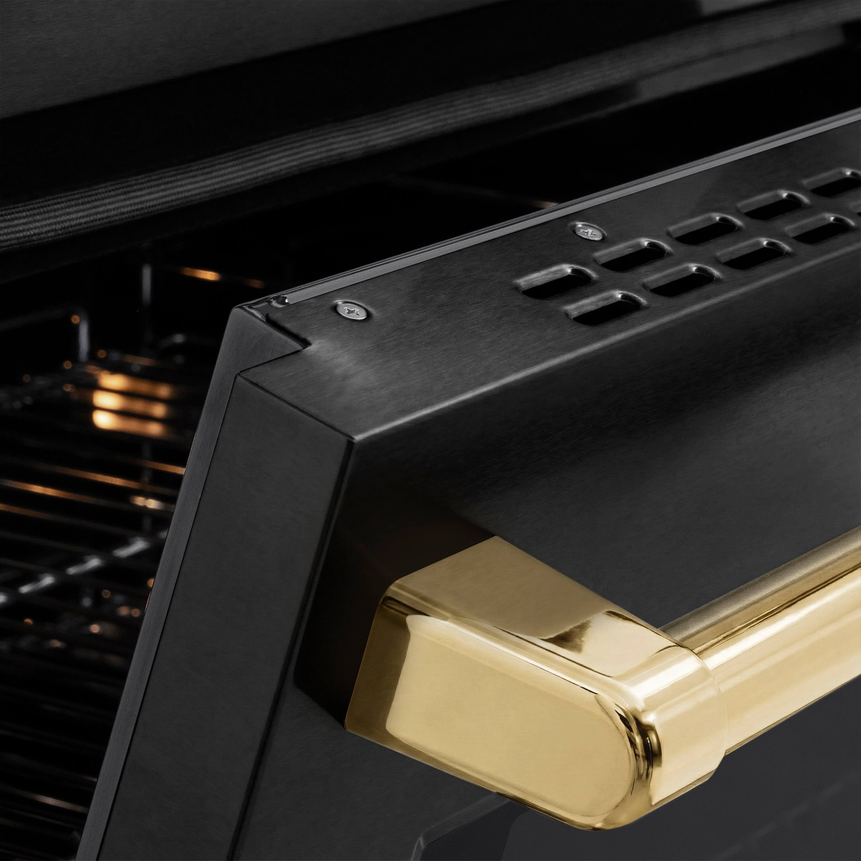 Alt View 6. ZLINE - Autograph 30 in. 4.2 cu. ft. Paramount Freestanding Induction Range with 4 Burners in Black Steel with Gold Accents - Black Stainless Steel.