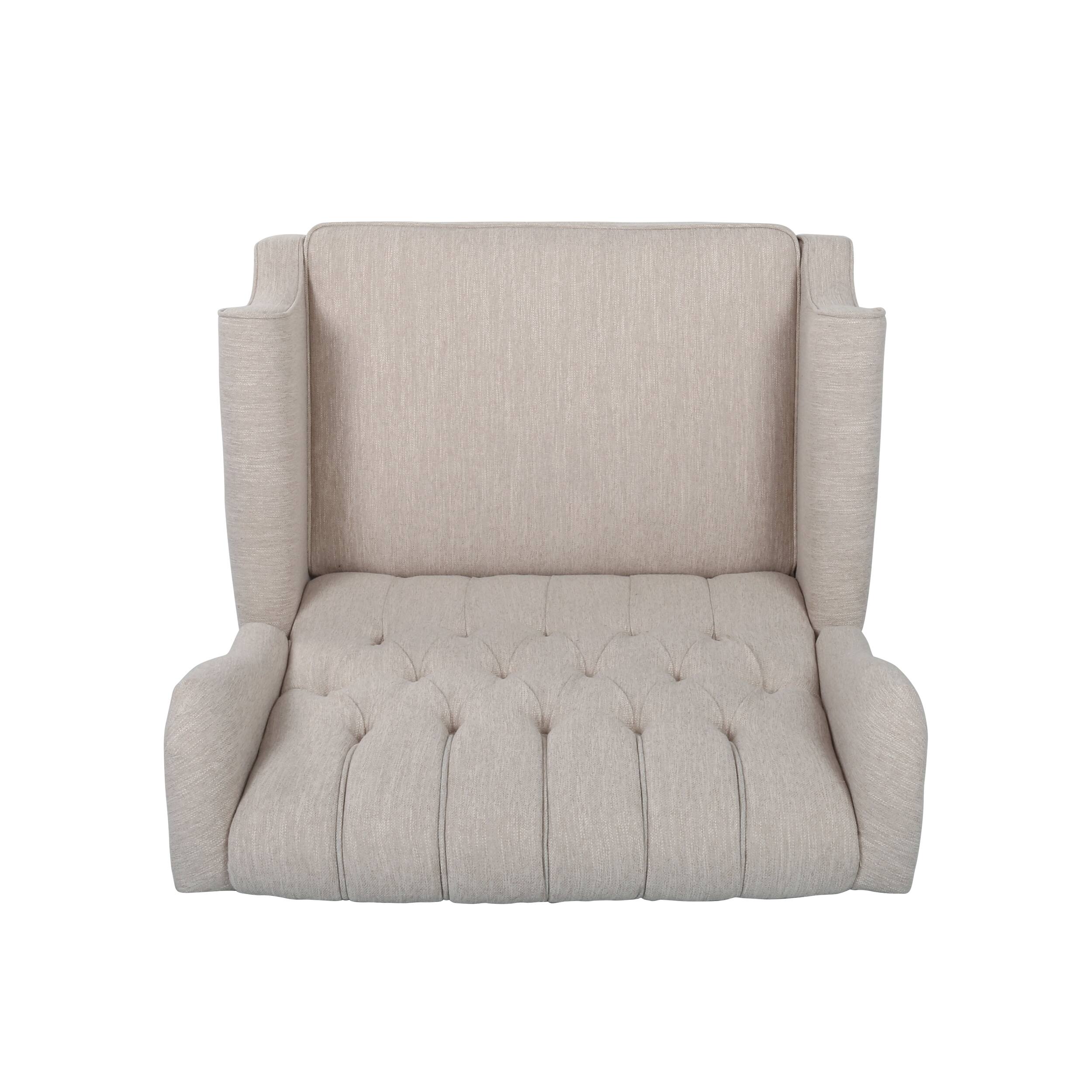 Alt View 6. APRILSOUL - Push Back Recliner Chair Fabric Lounge Armchair Rivet Decoration Wingback Single Sofa - Beige.