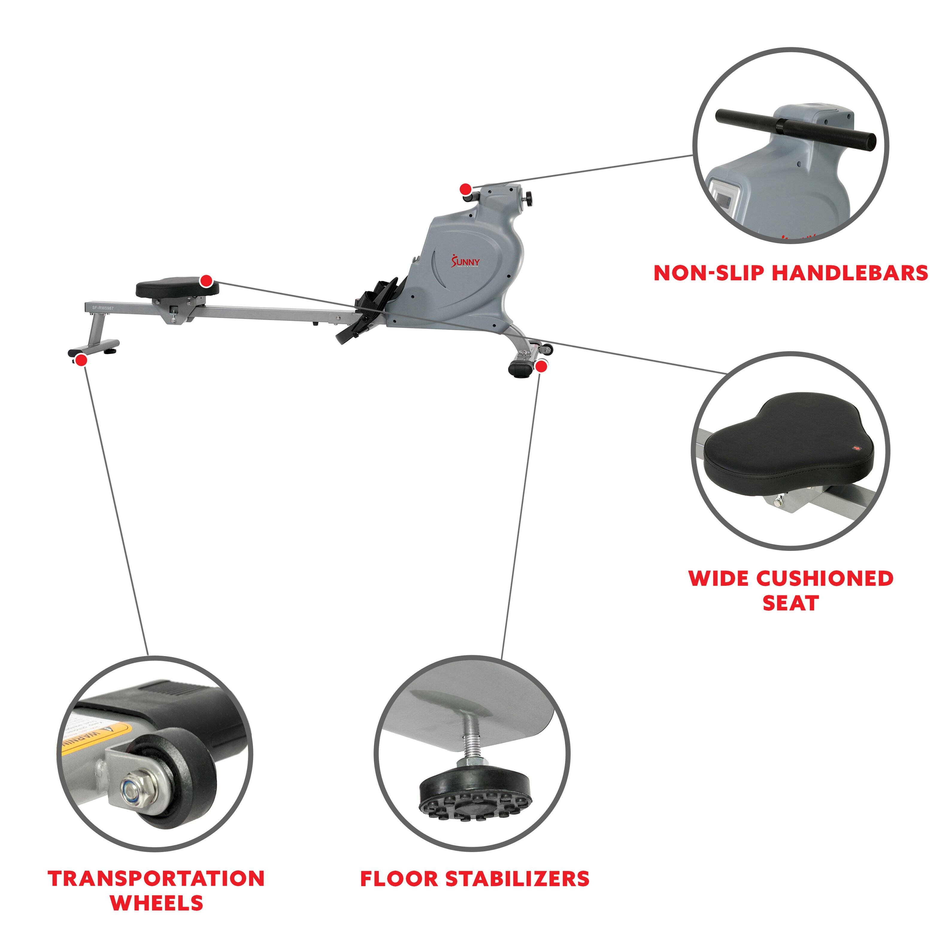 SUNDAY NON-SLIP HANDLEBARS  
WIDE CUSHIONED SEAT  
TRANSPORTATION WHEELS  
FLOOR STABILIZERS