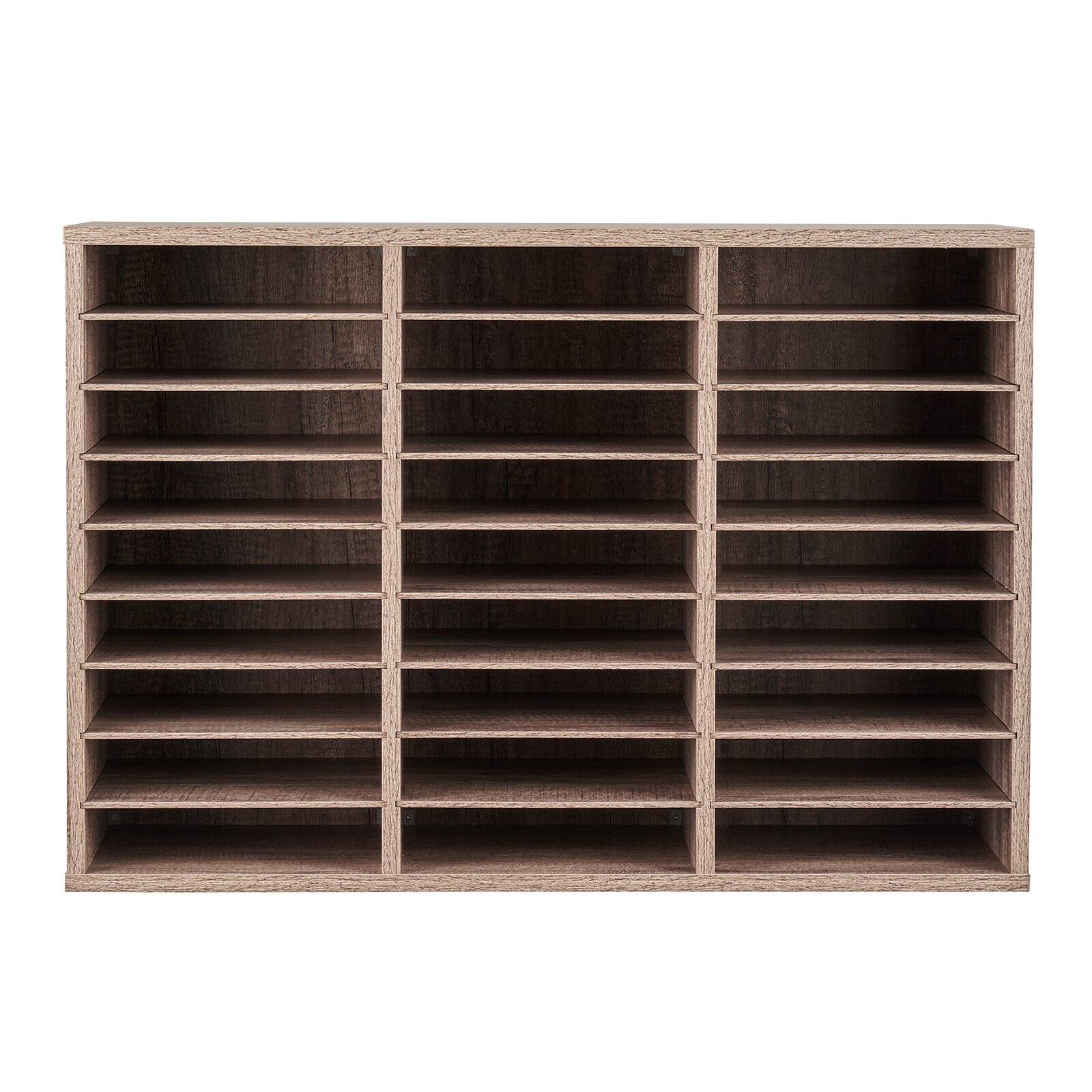 Alt View 10. Glintex - Literature Organizer 27 Compartments Wood Mailbox Sorter with Removable Shelves for Office Home Document Storage - Black-Grey.