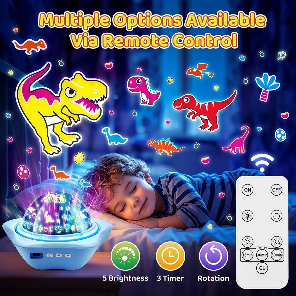 Multiple Options Available Via Remote Control

- ON OFF
- 5 Brightness
- 3 Timer (15min, 30min, 60min)
- Rotation
- CL