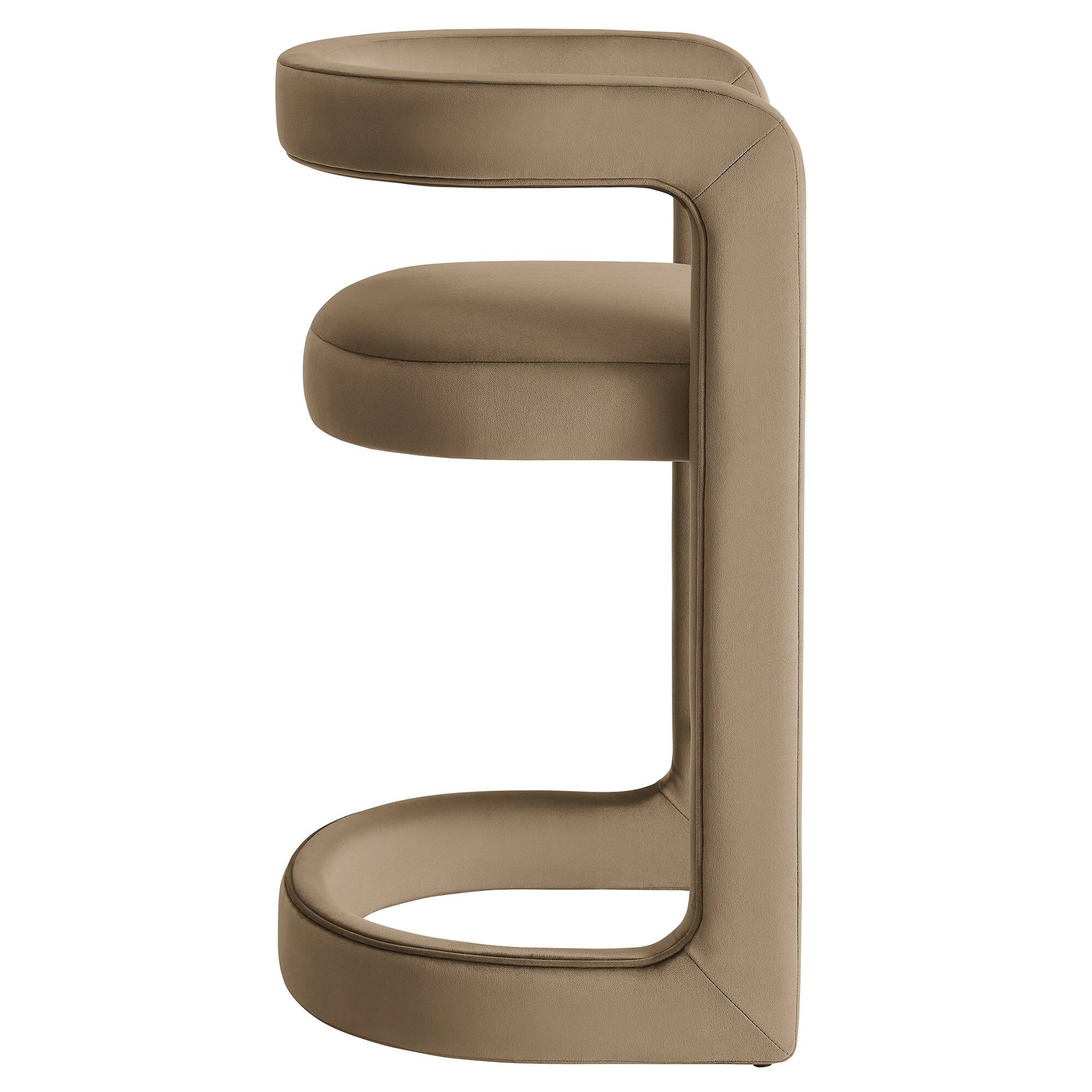 Back. Modway - Winslow Performance Velvet Counter Stool - Gray.