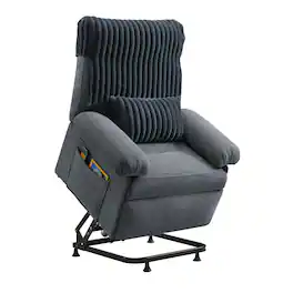 Bestier - Triple Motor Power Lift Recliner Chair with Removable Cover Lumbar Pillow and Side Pocket - Gray